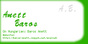 anett baros business card